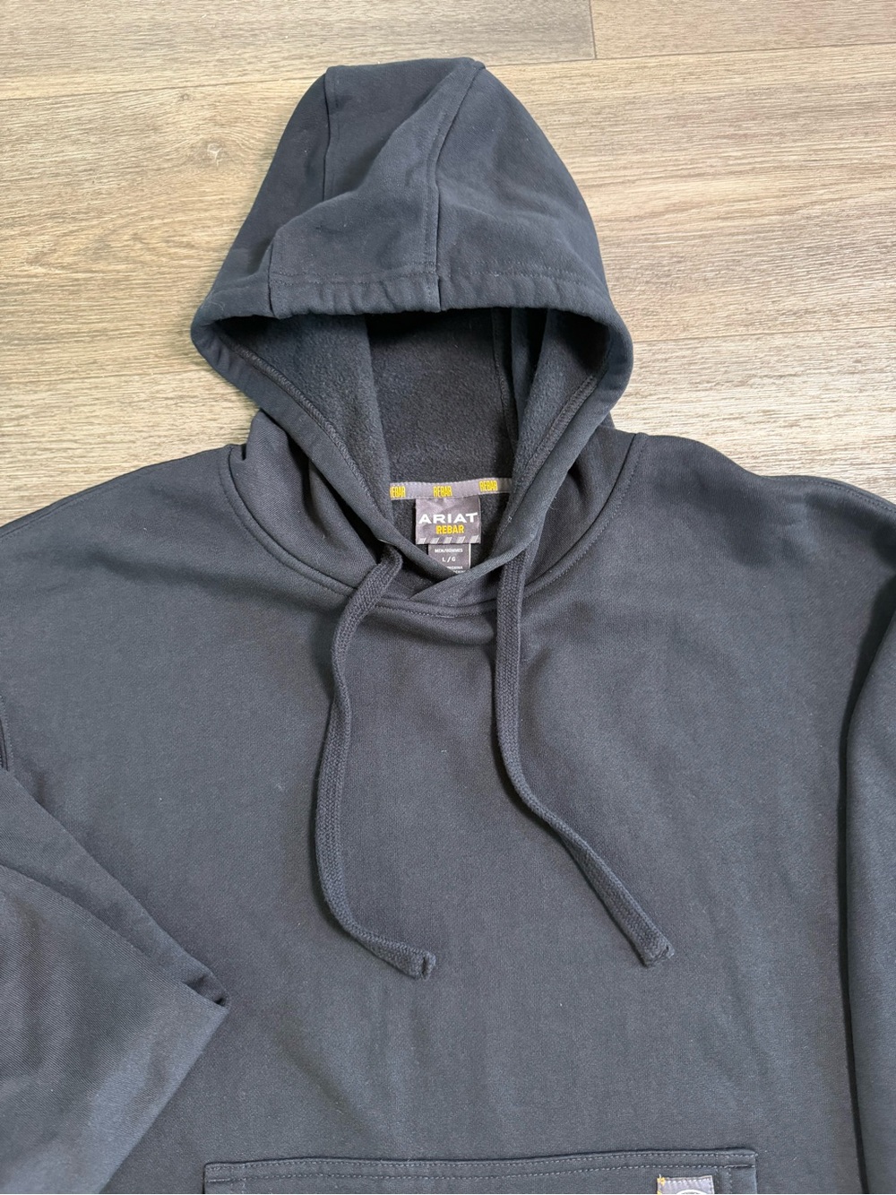Ariat Black Hoodie with Neon Yellow Sleeve Logo - Picture 4 of 6